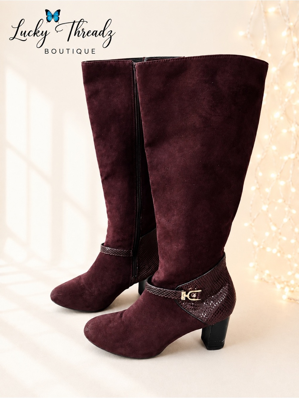 Karen Scott Sharon Burgundy Knee High Boots 8.5M